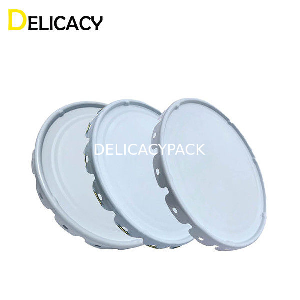 ฝาปิดกระป๋องโลหะเหล็กพื้นผิวเหล็กวิลาดสำหรับถังสีเคมีอุตสาหกรรมกลม 10 ลิตร