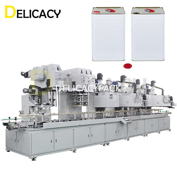 สายการผลิตอัตโนมัติเต็ม 3 ขั้นตอน สําหรับถังเหล็กกระป๋องทองเหลืองสี่เหลี่ยม 18L